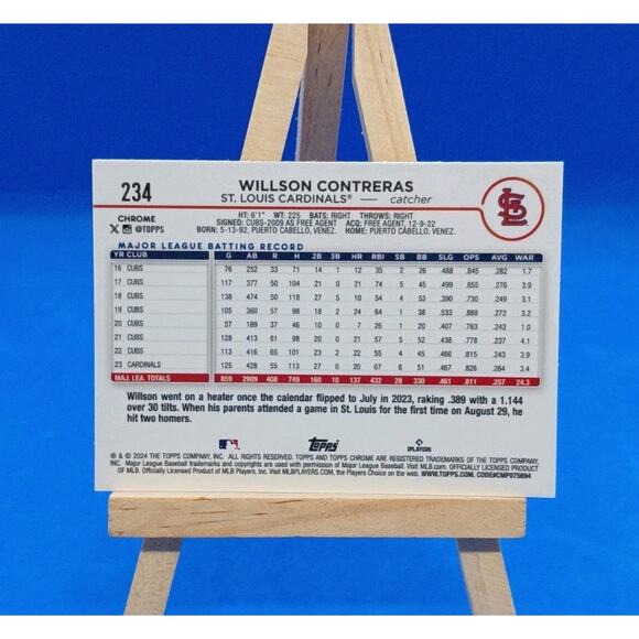 2024 Topps Chrome - Willson Contreras #234 RayWave Refractor - Picture 5 of 6